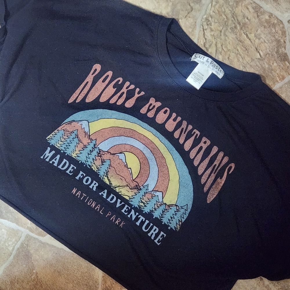 Cut & Paste Black Rocky Mountains Crop Top